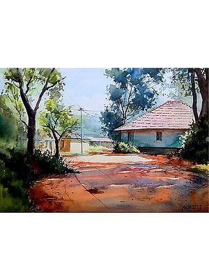 Houses In South Indian Village | Watercolor On Paper | By Abhijeet Bahadure