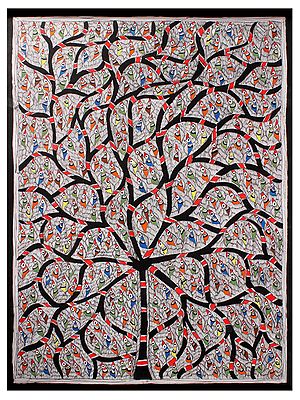 Tree of Life with Full of Birds | Madhubani Painting