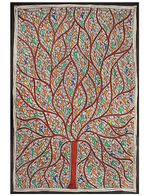 Tree of Life with Chirping Birds | Madhubani Painting