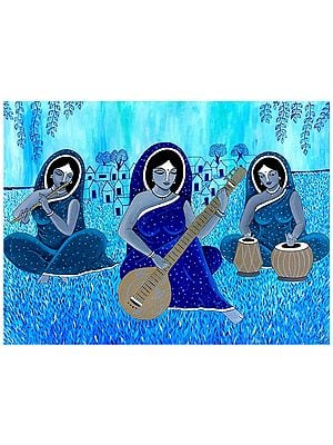 Three Musician In Blue Tint | By Arpa Mukhopadhyay