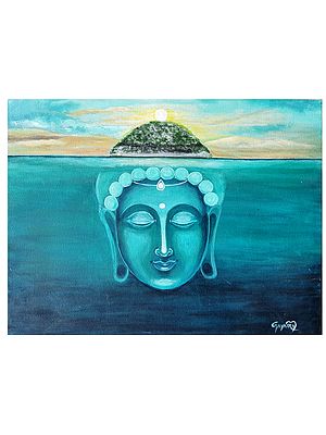 Underwater Meditating Buddha | Acrylic on Canvas | Painting by Gayatri Mavuru
