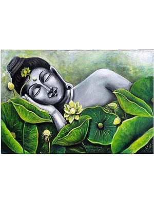 Sleeping Buddha | Acrylic on Canvas | Painting by Gayatri Mavuru