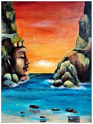 Yashodhara's Buddha | Acrylic on Canvas | Painting by Gayatri Mavuru