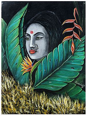 Lady Thinking About Her Freedom | Acrylic on Canvas | Painting by Gayatri Mavuru