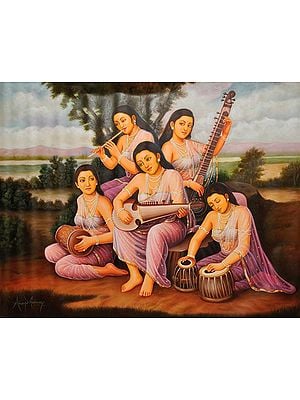 Five Sisters Making Music By The Riverbank