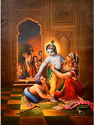Shringara of Baby Krishna | Oil Painting on Canvas