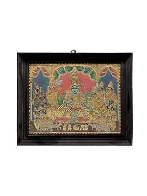 Rama Darbar Tanjore Painting | Traditional Colors With 24K Gold | Teakwood Frame | Gold & Wood | Handmade | Made In India