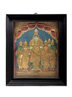 Lord Parthasarathy (Krishna) Tanjore Painting | Traditional Colors With 24K Gold | Teakwood Frame | Gold & Wood | Handmade | Made In India