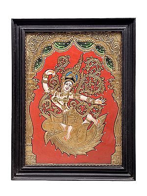 Devi Sita Tanjore Painting in the Idiom of Thai Temple Murals | Traditional Colors With 24K Gold