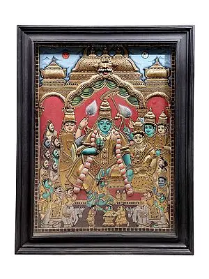 Rama Darbar Tanjore Painting | Traditional Colors With 24K Gold | Teakwood Frame | Gold & Wood | Handmade | Made In India
