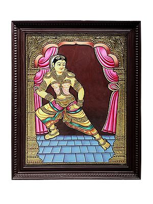 Goddess Rati Tanjore Painting | Traditional Colors With 24K Gold | Teakwood Frame | Gold & Wood | Handmade | Made In India