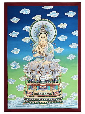 30" x 20" Vairocana Buddha (Dainichi) | Brocadeless Thangka | Handmade