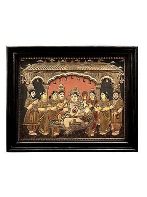 Navaneeta Krishna Tanjore Painting | Traditional Colors With 24K Gold | Teakwood Frame | Handmade