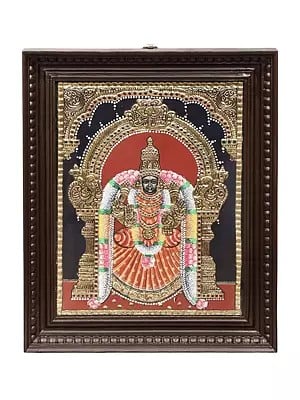 Padmavati Tanjore Painting | Traditional Colors With 24K Gold | Teakwood Frame | Gold & Wood | Handmade
