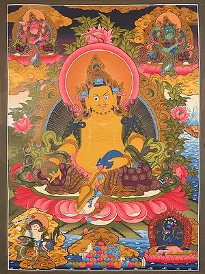 Kuber God Of Wealth Thangka Art (Brocadeless)