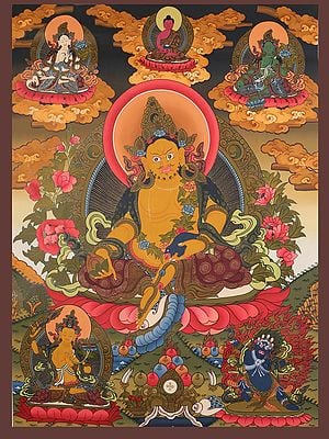 Jambala God of Wealth Thangka Art (Brocadeless)