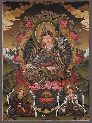 Guru Padmasambhava (Brocadeless Thangka) | Tibetan Buddhist Painting