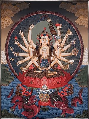 Goddess Chandi - Tibetan Buddhist Deity (Brocadeless Thangka)