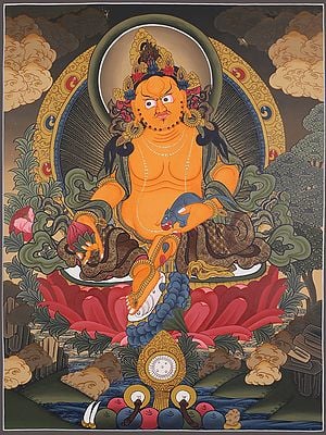Kubera - The Tibetan Buddhist God (Brocadeless Thangka)