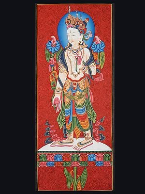 Newari Standing White Tara (Brocadeless Thangka)