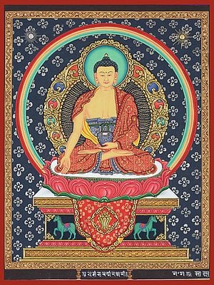 Newari Embossed Ratnasambhava (Brocadeless Thangka)