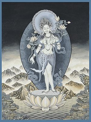Newari Standing Goddess Tara (Brocadeless Thangka)