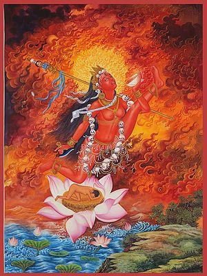 Newari Goddess Vajreshwari  (Brocadeless Thangka)