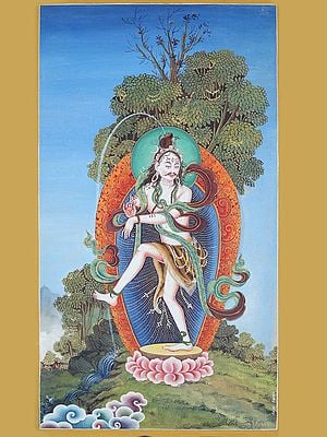 Newari Dancing Lord Shiva (Brocadeless Thangka)