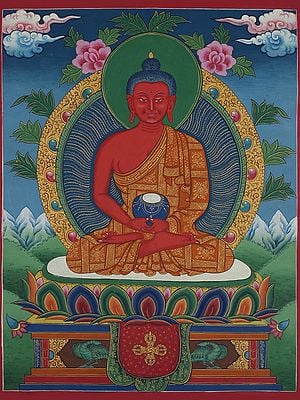 Tibetan Lord Amitabh Buddha (Brocadeless Thangka)