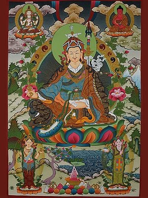 Tibetan Guru Rinpoche (Brocadeless Thangka)