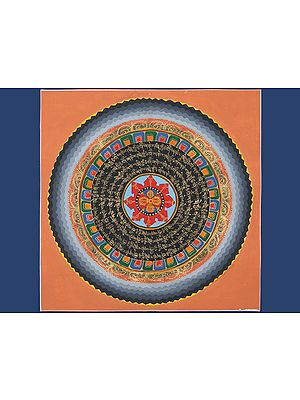 Tibetan Visvavajra Mantra Mandala Thangka (Brocadeless Thangka)