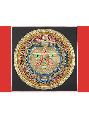 Tibetan Shatkona Mandala Thangka (Brocadeless Thangka)