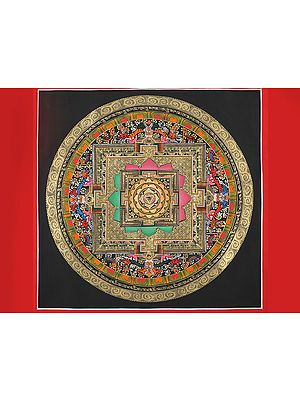 Tibetan Triangle Mandala Thangka (Brocadeless Thangka)