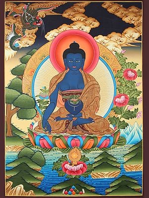 Tibetan Medicine Buddha (Brocadeless Thangka)