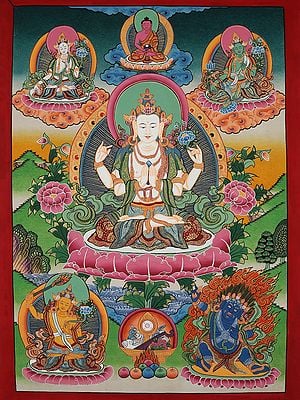 Tibetan Chenrezig (Avalokiteshvara) | Brocadeless Thangka