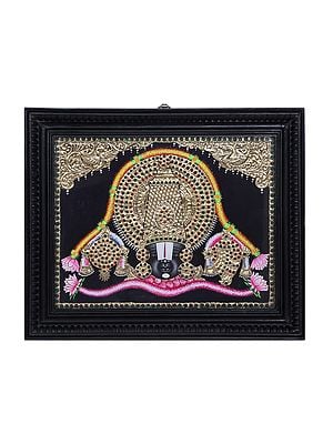 Lord Balaji Face | Traditional Colors With 24K Gold | Teakwood Frame | Gold & Wood | Handmade