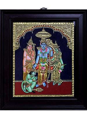 Rama Darbar Tanjore Painting | Traditional Colors With 24K Gold | Teakwood Frame | Handmade