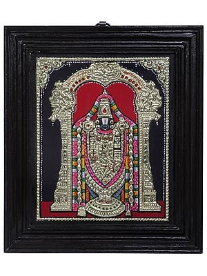 Lord Balaji Tanjore Painting | Traditional Colors With 24K Gold | Teakwood Frame | Handmade