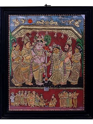 Krishna & Rukmani (Lakshmi) Marriage | Traditional Colors With 24K Gold | Teakwood Frame