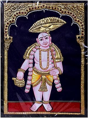 Vamana Avatara of Lord Vishnu | Traditional Colors with 24 Karat Gold | With Frame