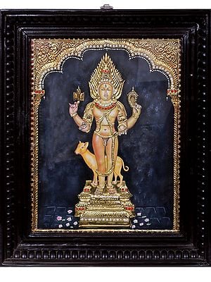 Lord Shiva as Bhairava | Traditional Colors with 24 Karat Gold | With Frame