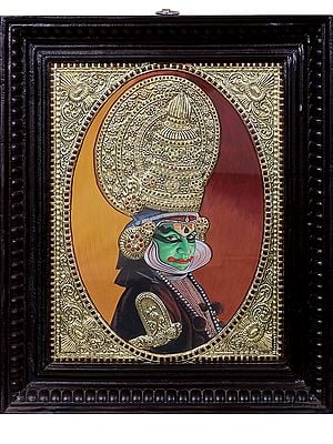 Kathakali Face | Traditional Colors with 24 Karat Gold | With Frame