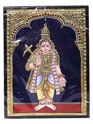 Standing Lord Balram Tanjore Painting | Traditional Colors with 24 Karat Gold | With Frame