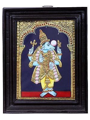Varaha Avatar of Lord Vishnu Tanjore Painting l Traditional Colors with 24 Karat Gold l With Frame