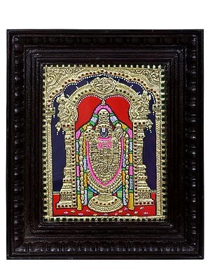 Lord Tirupati Balaji Tanjore Painting | Traditional Colors with 24 Karat Gold | With Frame