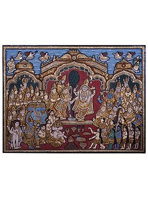 Goddess Meenakshi Kalyanam | Traditional Colors with 24 Karat Gold | With Frame
