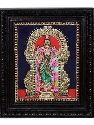Goddess Shyamala l Traditional Colors with 24 Karat Gold l With Frame