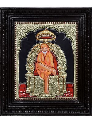 Tanjore Artwork of Shirdi Sai Baba | Traditional Colors with 24 Karat Gold | With Frame