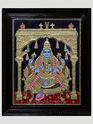 Lord Dhanvantari l Traditional Colors with 24 Karat Gold l With Frame