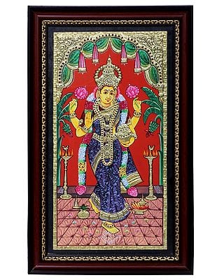 Vastu Lakshmi Tanjore Art With Frame | Traditional Colors with 24 Karat Gold